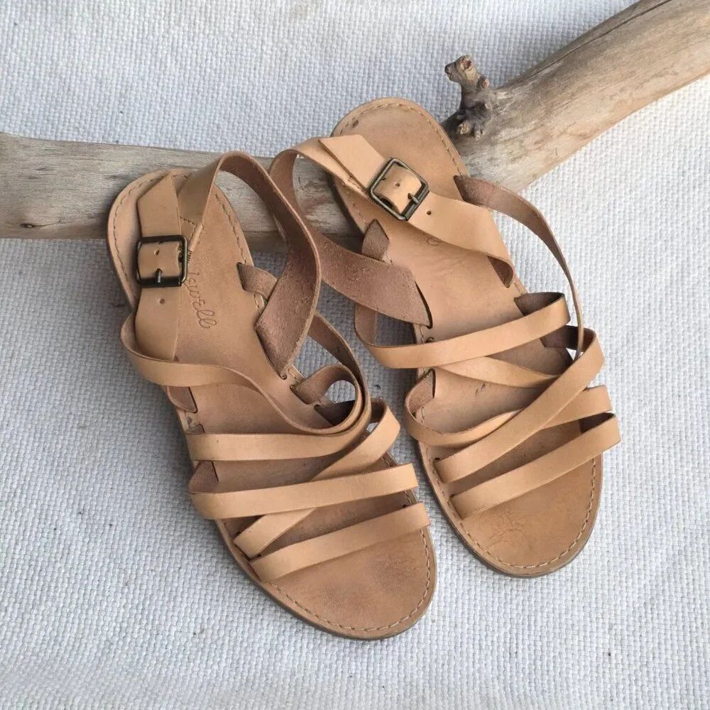 Madewell the boardwalk tan leather sandals